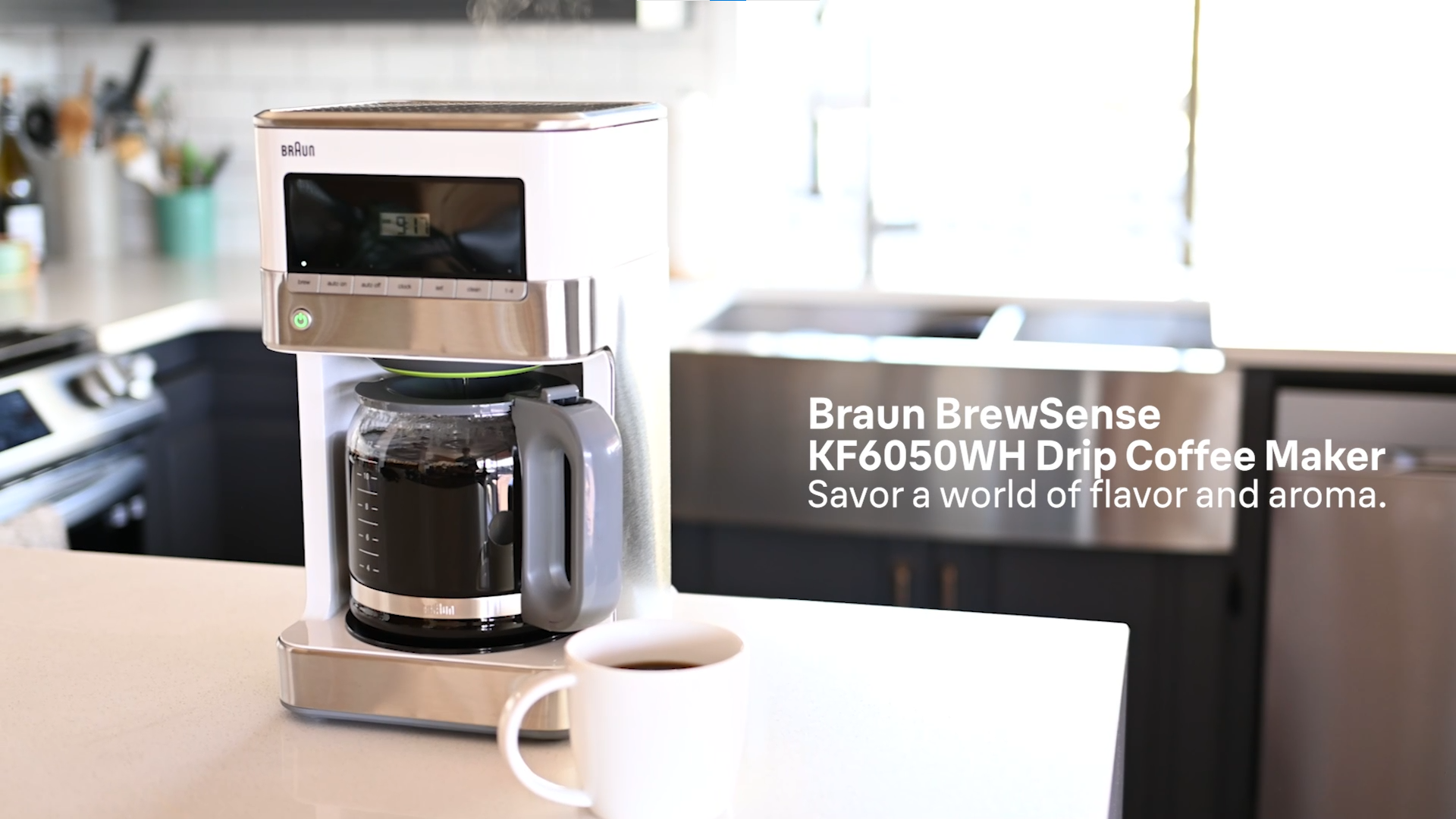 Braun KF6050WH Brewsense Drip Coffee Maker, 12-Cup, White : Amazon